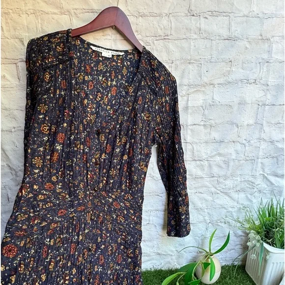 Veronica Beard Shireen Pleated Floral Midi-Dress Ink color Size 2 NWOT Romantic - Picture 10 of 15